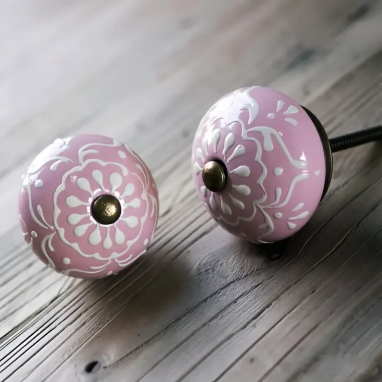 Cabinet Harware % White Flower on Pink Base Cabinets Knob